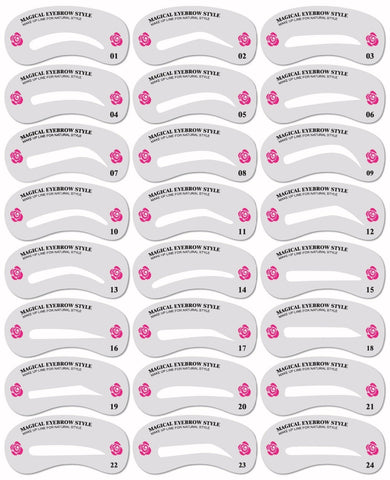24 Pcs Pro Reusable Eyebrow Stencil Set Eye Brow DIY Drawing Guide Styling Shaping Grooming Template Card Easy Makeup Beauty Kit