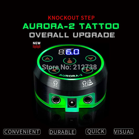 New Professional Mini  AURORA II LCD Tattoo Power Supply with Power Adaptor for Coil & Rotary Tattoo Machines