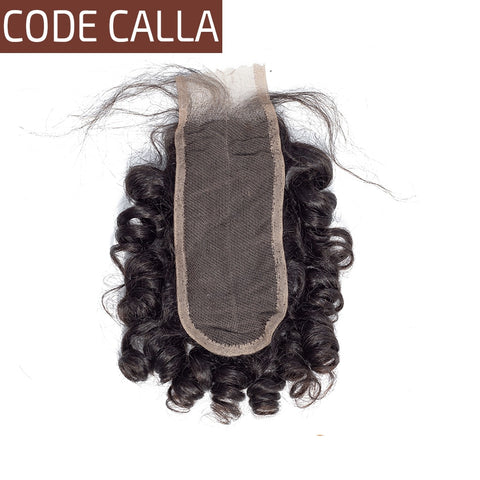 Code Calla 2X6 inch Lace Closure bouncy Curly Brazilian Remy KIM K Human Hair Extensions Natural Black Color For Women