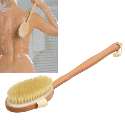 2017 Natural Long Wooden Bristle Body Brush Massager Bath Shower Back Spa Detachable Scrubber