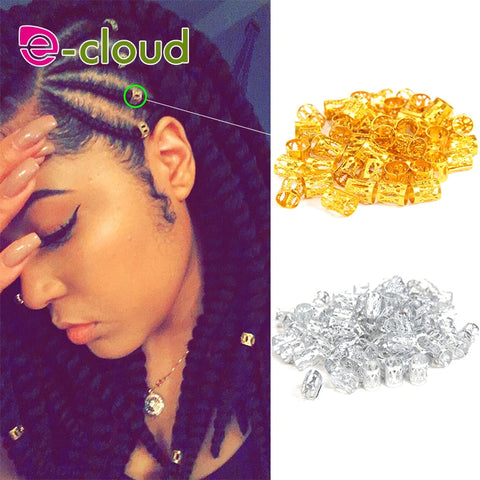 100pcs Gold metal tube ring dreadlock beads for braids hair beads for dreadlocks adjustable hair braid cuff clips