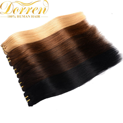 Doreen Full Head Brazilian Machine Made Remy Hair 120G #60 Blonde 16inch-22inch Natural Straight Clip In Human Hair Extensions