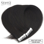 Neitsi Mini Tape In None Remy Human Hair Adhesive Extension 12" 16" 20" 10/20/40pcs 13 Colors Straight Weft Natural Hair