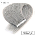 Neitsi Mini Tape In None Remy Human Hair Adhesive Extension 12" 16" 20" 10/20/40pcs 13 Colors Straight Weft Natural Hair