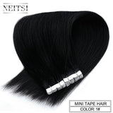 Neitsi Mini Tape In None Remy Human Hair Adhesive Extension 12" 16" 20" 10/20/40pcs 13 Colors Straight Weft Natural Hair