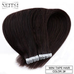 Neitsi Mini Tape In None Remy Human Hair Adhesive Extension 12" 16" 20" 10/20/40pcs 13 Colors Straight Weft Natural Hair