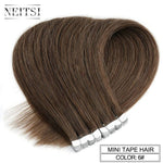 Neitsi Mini Tape In None Remy Human Hair Adhesive Extension 12" 16" 20" 10/20/40pcs 13 Colors Straight Weft Natural Hair