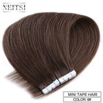 Neitsi Mini Tape In None Remy Human Hair Adhesive Extension 12" 16" 20" 10/20/40pcs 13 Colors Straight Weft Natural Hair