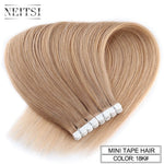 Neitsi Mini Tape In None Remy Human Hair Adhesive Extension 12" 16" 20" 10/20/40pcs 13 Colors Straight Weft Natural Hair