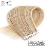 Neitsi Mini Tape In None Remy Human Hair Adhesive Extension 12" 16" 20" 10/20/40pcs 13 Colors Straight Weft Natural Hair