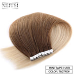 Neitsi Mini Tape In None Remy Human Hair Adhesive Extension 12" 16" 20" 10/20/40pcs 13 Colors Straight Weft Natural Hair