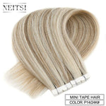 Neitsi Mini Tape In None Remy Human Hair Adhesive Extension 12" 16" 20" 10/20/40pcs 13 Colors Straight Weft Natural Hair