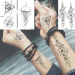 Baofuli Waterproof Temporary Sticker Geometric Planet Jellyfish Tattoo Black Triangle Tattoos Body Arm Men Fake Tatoos Chains