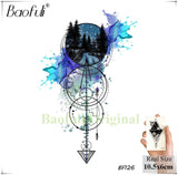 Baofuli Waterproof Temporary Sticker Geometric Planet Jellyfish Tattoo Black Triangle Tattoos Body Arm Men Fake Tatoos Chains