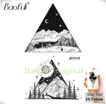 Baofuli Waterproof Temporary Sticker Geometric Planet Jellyfish Tattoo Black Triangle Tattoos Body Arm Men Fake Tatoos Chains