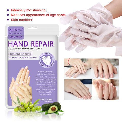 2pcs/Pair Moisturizing Soft Hand Mask Hyaluronic Dead Skin Remover Smooth Whitening Anti-Aging Hand Care Hand Mask TSLM2