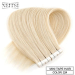 Neitsi Mini Tape In None Remy Human Hair Adhesive Extension 12" 16" 20" 10/20/40pcs 13 Colors Straight Weft Natural Hair