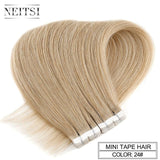 Neitsi Mini Tape In None Remy Human Hair Adhesive Extension 12" 16" 20" 10/20/40pcs 13 Colors Straight Weft Natural Hair