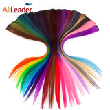 AliLeader Made 57 Colors 50CM Single Clip In One Piece Hair Extensions Synthetic Long Straight Ombre Grey Red Rainbow Hair Piece