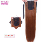 WTB 22" Long Straight Ponytails for Women Heat Resistant Synthetic Drawstring Fake Hair Pony Tail Extensions