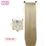 WTB 22" Long Straight Ponytails for Women Heat Resistant Synthetic Drawstring Fake Hair Pony Tail Extensions